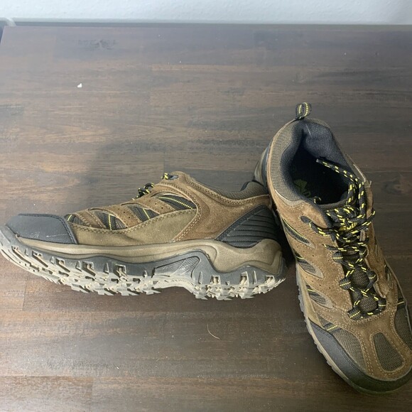 DENALI Mens Hiking Boots Leather 8.5 Trail Outdoor Brown Yellow Earth Tones Lace - Picture 2 of 12